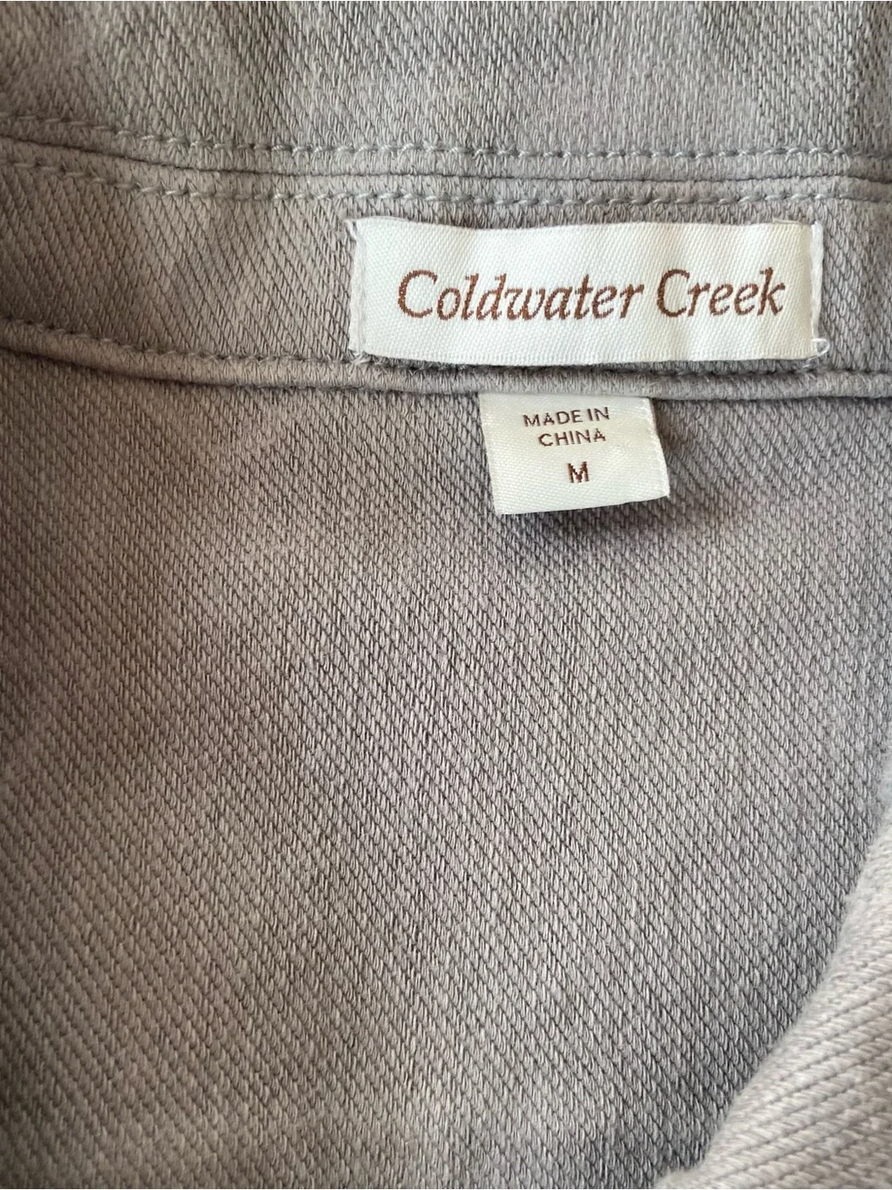 Coldwater Creek Embroidered Floral Heart Knit Denim Jacket Gray Sz M